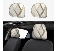 2 PCS Car Headrest Covers Soft Breathable Car Head Rest Covers Protector Profile Geometric Ivory Gold Headrest Covers for Cars Seat Headrest Covers for Trucks SUV Universal Interior Cars Accessories