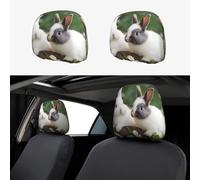 2 PCS Car Headrest Covers Soft Breathable Car Head Rest Covers Protector Two Little Cute Rabbit Headrest Covers for Cars Seat Headrest Covers for Trucks SUV Universal Interior Cars Accessories
