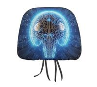2 PCS Car Headrest Covers Soft Breathable Car Seat Head Rest Covers Set Elastic Head Rest Protector Universal Auto Accessories Artificial Intelligence Brain Headrest Cover for Cars Sedans Vans Trucks