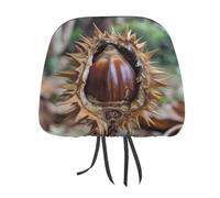 2 PCS Car Headrest Covers Soft Breathable Car Seat Head Rest Covers Set Elastic Head Rest Protector Universal Auto Accessories Brown Chestnut Seeds Headrest Cover for Cars Sedans Vans Trucks