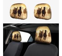 2 PCS Car Headrest Covers Soft Breathable Car Seat Head Rest Covers Set Elastic Head Rest Protector Universal Auto Accessories Galloping Running Horses Headrest Cover for Cars Sedans Vans Trucks