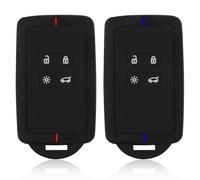 2 Pcs Car Key Cover for Renault Key Card - Soft TPU Silicone Key Fob Case Compatible with Renault Clio, Captur, Arkana, Trafic, Megane, Kadjar, Zoe - 4 Button Remote Holder Protector (Blue & Red)
