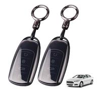 2 Pcs Car Key Cover TPU Protective Case Car Key Holder Waterproof and Drop-Resistant Key Fob Holder Accessories With Keychains Crystal Black Full Protection for Chery Jaecoo J7 J8 J9 Tiggo 8 Omoda 5