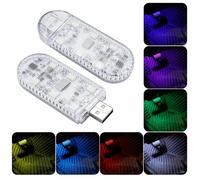 2 Pcs Car Led Interior Lights, Car Ambient Lighting for Footwell USB Rechargeable Wireless Touch Car Light for Boot, Car Doors, Armrest Boxes, Sitting Areas, 7 Colors