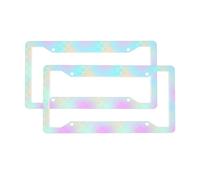 2 Pcs Car License Plate Frames for Women Men Solid Aluminum Yellow Pink Pastel Car Accessories License Plate Frame for Women Men with Fasteners and Screws