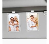 2 Pcs Car Picture Holder, Acrylic Magnetic Personalized Photo Holder Car Accessories Car Photo Holder Car Visor Clip, Personalized Car Picture Frame, Suitable for Adding Family or Personal Photos