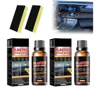 2 Pcs Car Plastic Restorer Black 50ml Crystal Coating Plastic Restoration Car Trim Restorer Scratch Repair to Prevent Car Dry Aging Waterproof,Uv-Resistant,with 2 Fast Sponges
