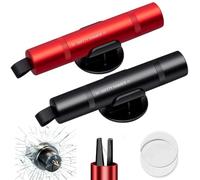 2 Pcs Car Safety Hammer Emergency Tool, 2-in-1 Window Breaker with Seat Belt Cutter, Windscreen Breaker for Vehicles & Home, Red/Black with 2 Holders, Suitable for All Cars