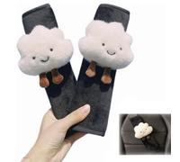 2 Pcs Car Seat Belt Cover Pads with Cute Cloud, Short Plush Cartoon Design,Cushion Cartoon Car Seatbelt Shoulder Pad Protector for Girls, Car Seatbelt Shoulder Pad Protector Auto Neck Support (White)
