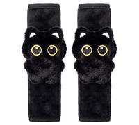 2 Pcs Car Seat Belt Covers for Kids, Plush Black | Gentle Soft Touch, Cute Black, Fits Standard Seat Belts, Great for Family Car Trips