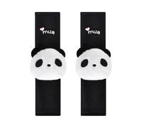 2 Pcs Car Seat Belt Panda Pads,Multifunctional Seat Belt Protectors, Car Seat Strap Pads,Fits the Neck Curve,Car Seat Strap Pads in Ice Silk for Relieve Pressure,for Baby,Kid and Adult(25×6cm)