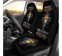 2 Pcs Car Seat Cover Absorbent Sweat Car Seat Protector Dirty-Proof Front Seats Cushion Cover Universal Fit Truck Car Suv Behold He Is Coming The Lion Of The Tribe Of Judah