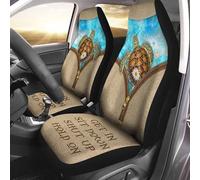 2 Pcs Car Seat Cover Breathable Car Seat Protector Elasticity Front Seats Cushion Cover Universal Fit Suv Sedan Truck Sea Turtle Get In Sit Down Shut Up Hold On
