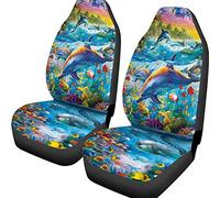 2 Pcs Car Seat Cover Breathable Car Seat Protector Soft Bucket Seats Covers Universal Fit Car Suv Mpv Dolphin Under The Ocean