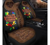 2 Pcs Car Seat Cover Dirty-Proof Car Seat Protector Non-Slip Front Seats Cushion Cover Universal Fit Car Sedan Mpv Personalized Autism Don'T Judge What You Don'T Understand