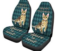 2 Pcs Car Seat Cover Fashion Car Seat Protector Breathable Front Seats Cushion Cover Universal Fit Suv Car Truck Bengal Cat Why Hello