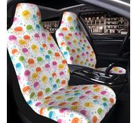 2 Pcs Car Seat Cover for Front Seats - Cute Cartoon Jellyfish Cheerful | Premium Automotive Bucket Front Seat Covers Waterproof Universal Carseat Seat Protectors for Cars, Suvs and Trucks