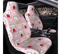 2 Pcs Car Seat Cover for Front Seats - Cute Cat Winter Snowflake Cartoon | Premium Automotive Bucket Front Seat Covers Waterproof Universal Carseat Seat Protectors for Cars, SUVs and Trucks