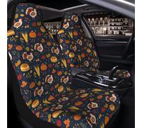 2 Pcs Car Seat Cover for Front Seats - Turkey Pumpkin Pie Cute Fall Scene | Premium Automotive Bucket Front Seat Covers Waterproof Universal Carseat Seat Protectors for Cars, SUVs and Trucks