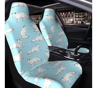 2 Pcs Car Seat Cover for Front Seats - White Arctic Fox Winter Animal | Premium Automotive Bucket Front Seat Covers Waterproof Universal Carseat Seat Protectors for Cars, Suvs and Trucks