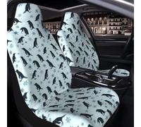 2 Pcs Car Seat Cover for Front Seats - Winter Black Penguins Snowflakes | Premium Automotive Bucket Front Seat Covers Waterproof Universal Carseat Seat Protectors for Cars, SUVs and Trucks