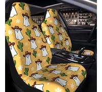 2 Pcs Car Seat Cover for Front Seats - Winter Cowboy Ghost Cactus Snowflake | Premium Automotive Bucket Front Seat Covers Waterproof Universal Carseat Seat Protectors for Cars, SUVs and Trucks