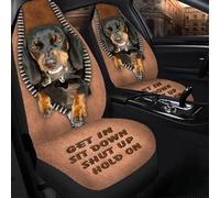 2 Pcs Car Seat Cover Soft Car Seat Protector Dirty-Proof Bucket Seats Covers Universal Fit Sedan Mpv Truck Angry Dachshund Get In Sit Down Shut Up Hold On