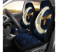 2 Pcs Car Seat Cover Soft Car Seat Protector Dirty-Proof Front Seats Cushion Cover Universal Fit Car Sedan Mpv Bee Painting I Love You To The Moon And Back