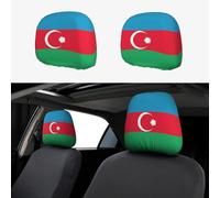 2 PCS Car Seat Headrest Cover - Elasticity Dust Cover, Flag of Azerbaijan Print Universal Head Rest Covers10.2 x 11"