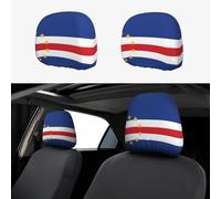 2 PCS Car Seat Headrest Cover - Elasticity Dust Cover, Flag of Cape Verde Print Universal Head Rest Covers10.2 x 11"