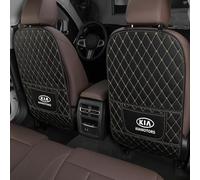 2 pcs Car Seat Kick Mats for Kia K2, Leather Auto Backrest Protector Pads, Auto Seat Protective Cushion with Pocket - Car Emblem Interior Accessories, full pack-A