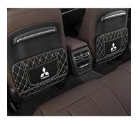 2 pcs Car Seat Kick Mats for Mitsubishi Lancer, Leather Auto Backrest Protector Pads, Auto Seat Protective Cushion with Pocket - Car Emblem Interior Accessories,A