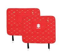 2 pcs Car Seat Kick Mats for Suzuki Kizashi, Leather Auto Backrest Protector Pads, Auto Seat Protective Cushion with Pocket - Car Emblem Interior Accessories,C