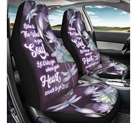 2 Pcs Car Seat Protector Breathable Bucket Seats Covers Soft Car Seat Cover Universal Fit Car Suv Mpv Dragonfly And Lotus Flower