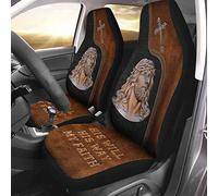2 Pcs Car Seat Protector Elasticity Bucket Seats Covers Fashion Front Seats Cushion Cover Universal Fit Mpv Truck Car Jesus His Will His Way My Faith