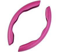 2 Pcs Car Steering Wheel Cover for Renault Koleos 2007-2026, Segmented Protector Carbon Fibre Covers Anti-slip Breathable Soft Car Interior Accessories,D/Pink