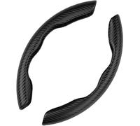 2 Pcs Car Steering Wheel Cover for Toyota Sequoia Rush Wish 2000-2024, Segmented Protector Carbon Fibre Covers Anti-slip Breathable Soft Car Interior Accessories,A/Black