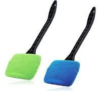 2 Pcs Car Windshield Cleaner Tool with Long Handle and Microfiber Cloth Car Cleaning Kit Home Kitchen Glass Cleaning Brush