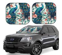 2 PCS Car Windshield Sun Shade Beautiful Peacock Flowers Car Sun Shade Foldable Front Windshield Sunshade Cover Auto Sun Visor Keep Your Vehicle Cool for Most Sedans SUV Truck Medium