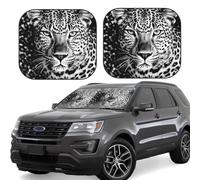 2 PCS Car Windshield Sun Shade Black and White Leopard face Car Sun Shade Foldable Front Windshield Sunshade Cover Auto Sun Visor Keep Your Vehicle Cool for Most Sedans SUV Truck Large