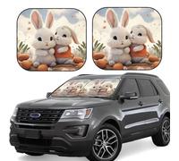 2 PCS Car Windshield Sun Shade Bunny Hug Car Sun Shade Foldable Front Windshield Sunshade Cover Auto Sun Visor Keep Your Vehicle Cool for Most Sedans SUV Truck Small