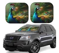 2 PCS Car Windshield Sun Shade Colorful Peacock Car Sun Shade Foldable Front Windshield Sunshade Cover Auto Sun Visor Keep Your Vehicle Cool for Most Sedans SUV Truck Medium