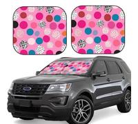 2 Pcs Car Windshield Sun Shade Crazy Pink Polka Dots Foldable Auto Sunshade Front Window Sunshade Protection 31x28 Inch Automotive Interior Accessories for Most Cars Sedans Suvs Trucks