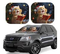 2 Pcs Car Windshield Sun Shade Cute Cat Sing Christmas Carols Foldable Auto Sunshade Front Window Sunshade Protection 36x32.5 Inch Automotive Interior Accessories for Most Cars Sedans Suvs Trucks