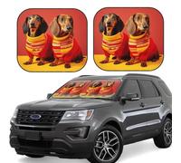 2 PCS Car Windshield Sun Shade Cute Dachshund Car Sun Shade Foldable Front Windshield Sunshade Cover Auto Sun Visor Keep Your Vehicle Cool for Most Sedans SUV Truck Medium