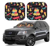 2 Pcs Car Windshield Sun Shade Happy Birthday Images Foldable Auto Sunshade Front Window Sunshade Protection 36x32.5 Inch Automotive Interior Accessories for Most Cars Sedans Suvs Trucks