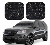 2 PCS Car Windshield Sun Shade Stars and Moon on Dark Background Car Sun Shade Foldable Front Windshield Sunshade Cover Auto Sun Visor Keep Your Vehicle Cool for Most Sedans SUV Truck Small
