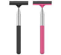 2 PCS Car Wing Mirror Squeegee- Retractable Car Window Squeegee,Foldable Portable Cleaning Tool for Car Windows, Windshields, and Shower Doors(Black/Pink)