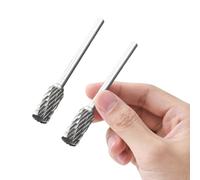 2 PCS Carbide Die Grinder Bits for Rotary Tool High Speed Double Cut Tungsten Steel Rotary Burr Drill Bit Cylindrical File Carving Tools for Plastic Wood Metal Grinding Engraving Polishing