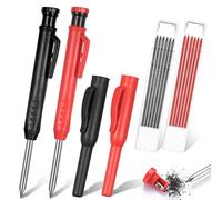 2 Pcs Carpenters Pencils Deep Hole Markers,Tracer Pencil Set,Carpenter Pencil with Sharpener,Construction Pencils Mechanical Pencilss with 12 Refills 2.8mm for Woodworking Scribing Carpentry Tools
